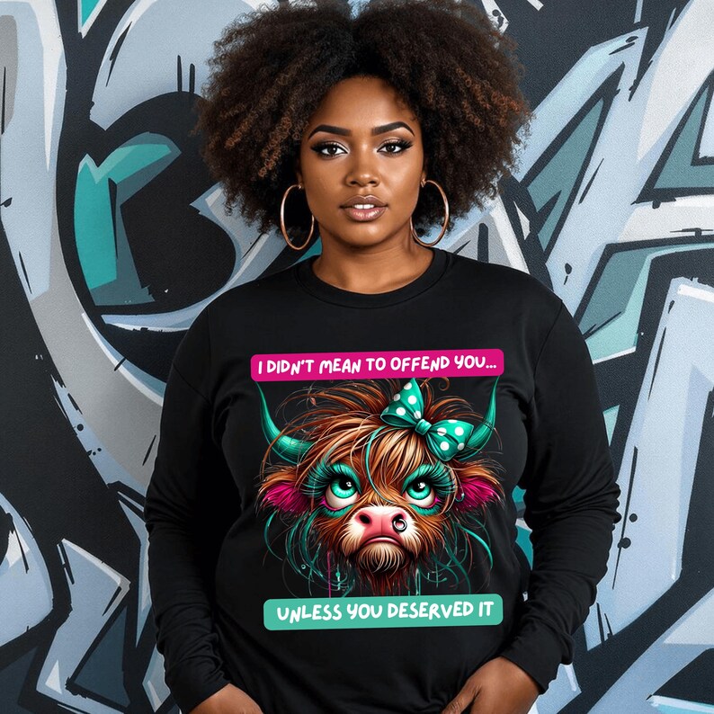 Offended Cow Funny Highland Cow PNG: Sassy Cow Design for DTF & Sublimation - Etsy