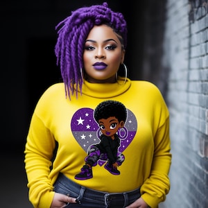 Bold Afro Girl PNG | Cute Black Girl Digital Art | DTF & Sublimation Design | Instant Digital Download | Melanin Magic Clipart