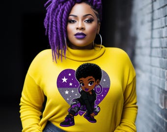 Afro Girl PNG: Melanin Magic Digital Art for DTF & Sublimation