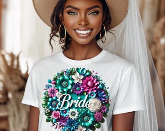 Paquete PNG de Novia Floral: Diseños de Camisas de Boda (Descarga Digital)