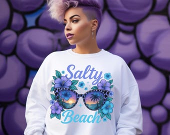 Salty Beach PNG: Design a sublimazione di occhiali da sole tropicali (download digitale)