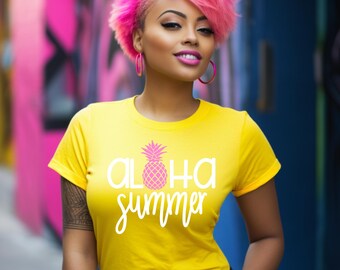 Aloha Sommer PNG: Ananas Tropisches Shirt Design (Digitaler Download