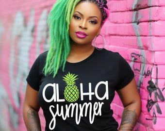 Aloha Sommer PNG: Ananas Tropisches Shirt Design (Digitaler Download