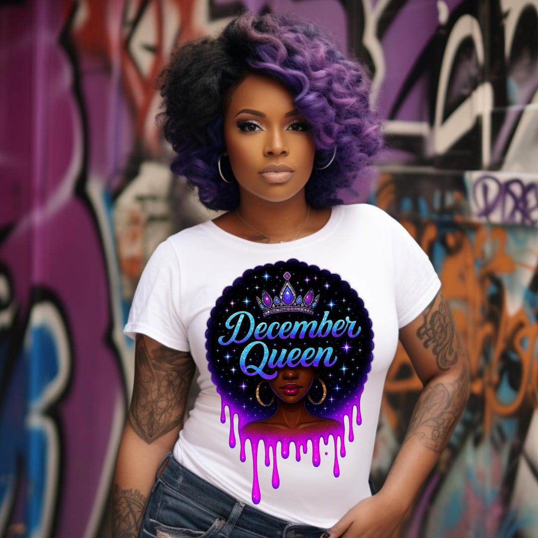Afro Queen Birthday Month PNG: Black Girl Dripping Crown Art (digital ...
