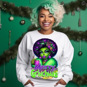 Vrolijke grinchmas afro-diva, png | Leuke, op vakantie, op Grinch geïnspireerde digitale kunst met gratis testmodellen