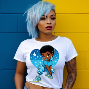 Bold Afro Girl PNG | Cute Black Girl Digital Art | DTF & Sublimation Design | Instant Digital Download | Melanin Magic Clipart
