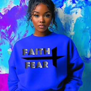 Faith Over Fear PNG | Christian Digital Download | Religious Sublimation Design | DTF Print File | Bible Verse Shirt Design | Faith Clipart