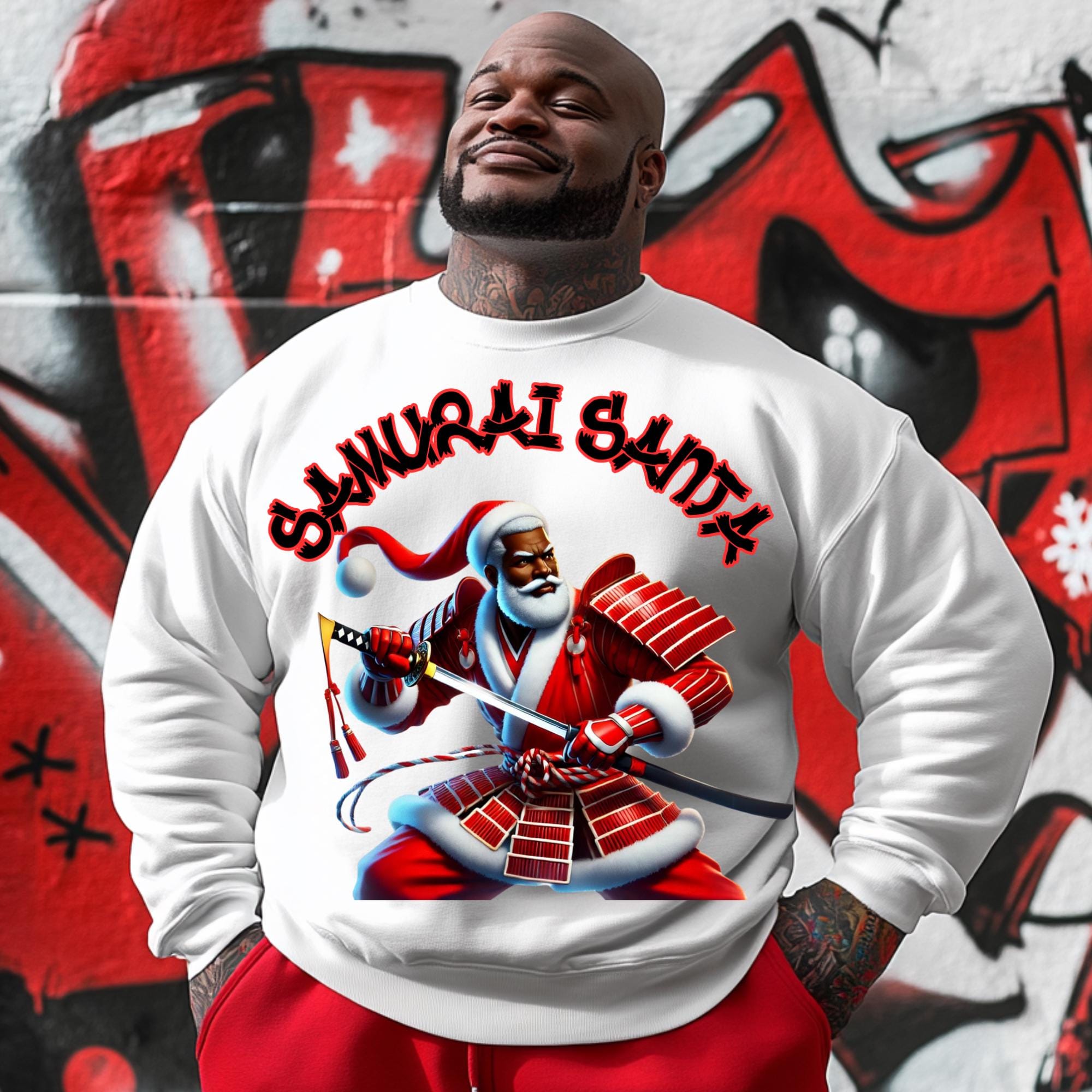 Samurai Santa Christmas PNG - Warrior Santa Digital Art With