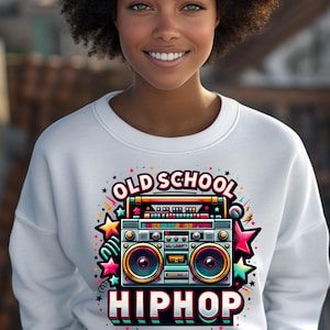 Old school hiphop, png PNGEgg | Retro boombox digitale kunst voor DTF- en sublimatiedruk | Music Vibes-ontwerp uit de jaren 80 en 90