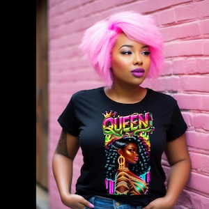 Black Queen PNG, Afro Woman Digital Download, DTF Print, Sublimation Design, Melanin Queen, Black Girl Magic, Afrocentric Shirt Design