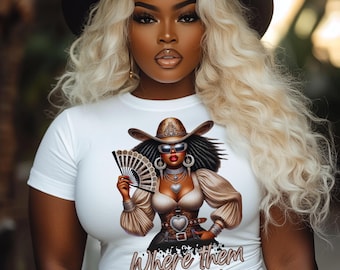 Afro Cowgirl PNG: Clipart di donna nera occidentale (download digitale)