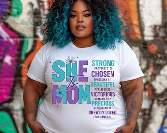 She Is Mom Bible Verse PNG | Christian Mom Shirt PNG | Religious Mother&#39;s Day Sublimation | DTF Print | Faith Digital Download