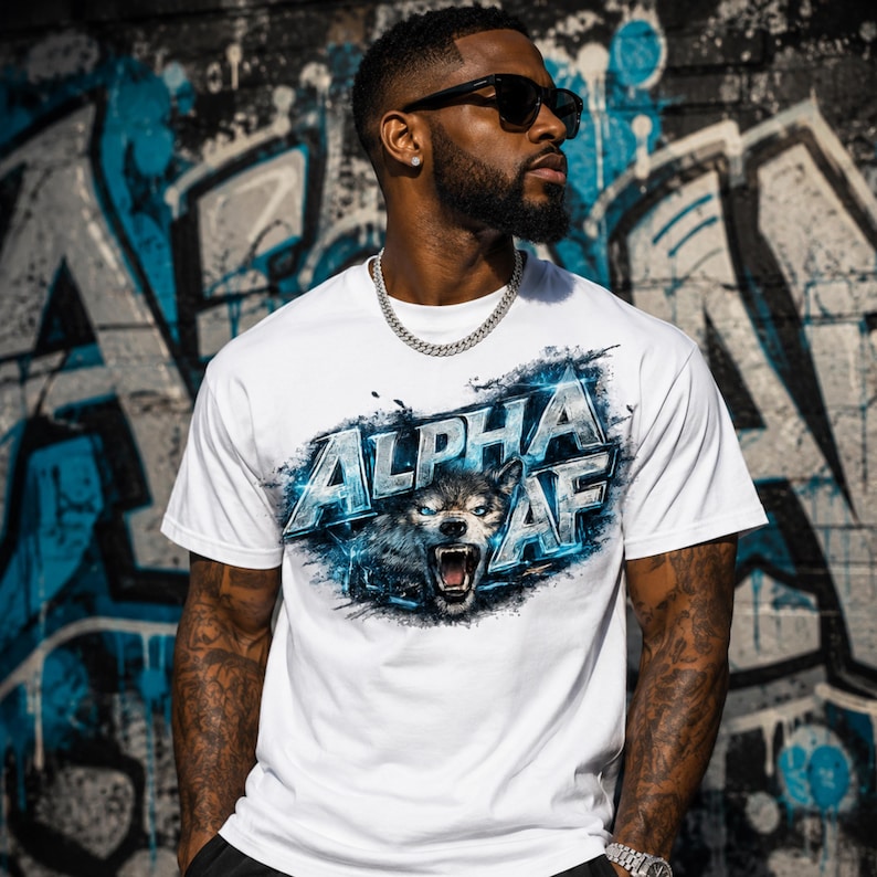 Alpha AF Wolf T-shirt, Fierce Wolf Graphic Tee, Savage Alpha Male Shirt ...