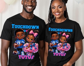 Touchdowns or Tutus PNG Design – Gender Reveal Digital File for DTF & Sublimation Printing