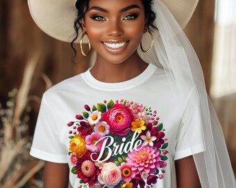 Paquete PNG de Novia Floral: Diseños de Camisas de Boda (Descarga Digital)
