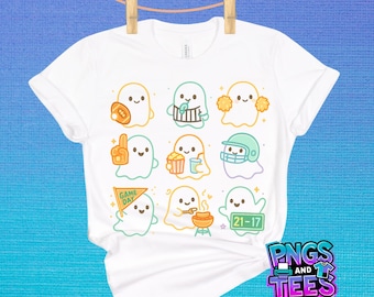 Pacote de Fantasmas Kawaii PNG | Design Fofo de Sublimação de Halloween | Clipart de Fantasmas de Outono | Transferência DTF | Download Digital Instantâneo