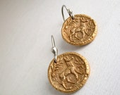 bronze deer earrings woodland jewelry, handcrafted bronze and sterling silver