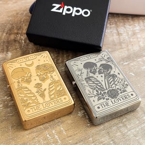 Personalized Engraved Zippo Lighter – The Lovers Design | Custom Message Engraving | Made in USA