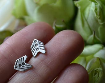 Arrow Vane Silver Chevron Stud Earrings