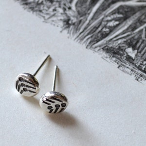 Round Vane Molten Silver Earrings image 1