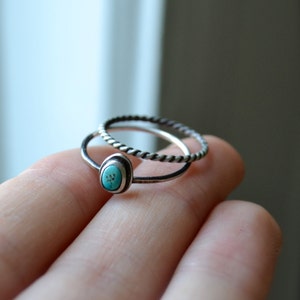 Morenci Turquoise donker zilveren ring stapelen set afbeelding 1