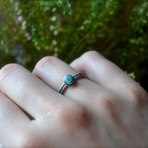 Morenci Turquoise donker zilveren ring stapelen set afbeelding 2