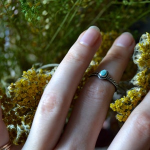 Morenci Turquoise donker zilveren ring stapelen set afbeelding 3