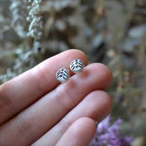 Round Vane Molten Silver Earrings image 2