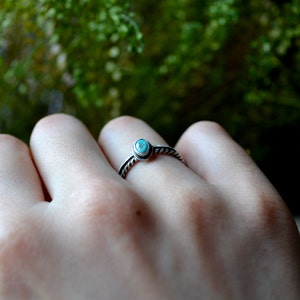 Morenci Turquoise Dark Silver Ring Stacking Set image 4