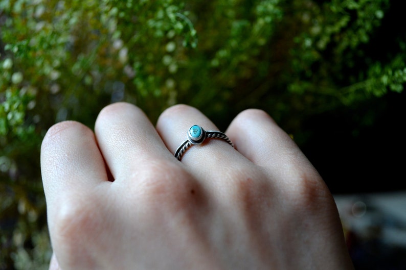 Morenci Turquoise donker zilveren ring stapelen set afbeelding 4