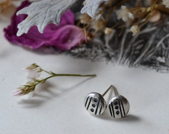 Line Dot Silver Studs- made to order