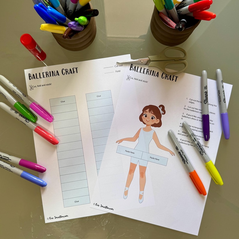 Printable Ballerina Paper Doll Set DIY Cut Assemble Craft for Kids Fun ...