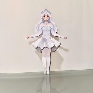 Printable Snow Queen Paper Doll DIY Cut Assemble Craft for Kids Fun Educational Activity for Fine Motor Skills Imaginative Play