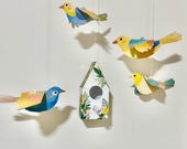 Printable Paper Bird Craft: DIY Kids Activity (PDF) Includes pre-colored and blank pages