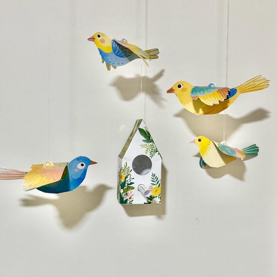 Printable Paper Bird Craft: DIY Kids Activity (PDF)  Includes pre-colored and blank pages