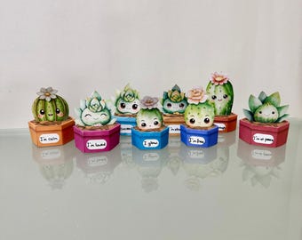 Watercolor Cactus Printable Art Colorful Potted Cactus & Mini Succulents Crafts and Desk Decor