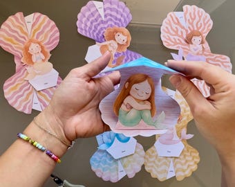 Mermaid Seashell Surprise Funny and Joyful Activity : Watercolor Paper Toy Play Set (Digital Download)