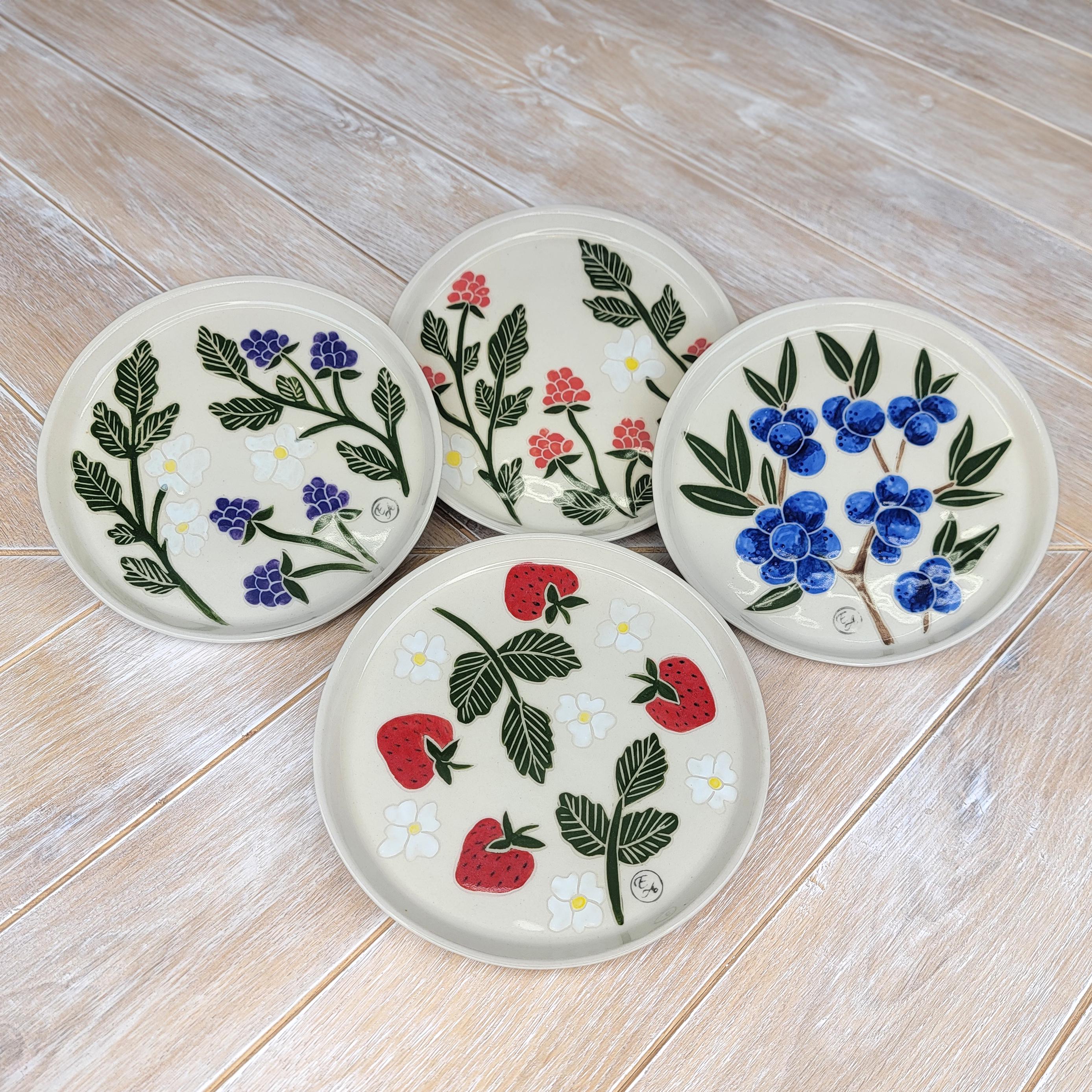 Ceramic Raspberry Strawberry Raspberry Blueberry Blackberry Ceramic Dessert Plate Berry ...