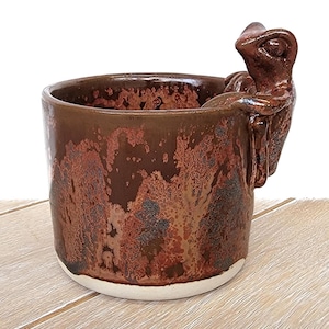 Copper Frog Toad Ceramic Planter Succulent Decor Decoration Design handmade Pottery Tree frog