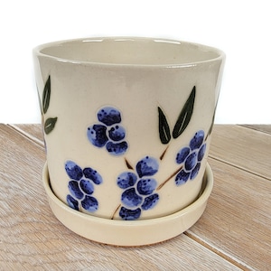 Blueberry Planter Succulent Blue Decor Pattern Ceramic Pottery Handmade pottery