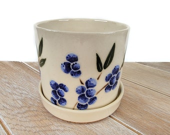 Blueberry Planter Succulent Blue Decor Pattern Ceramic Pottery Handmade pottery