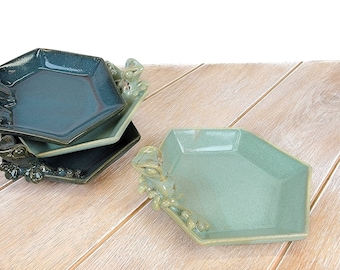 Frog Jewelry Dish Tray Green Toad Mossy Dark Green Honeydew