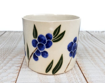 Blueberry Planter Succulent  Blue Decor Pattern Ceramic Pottery Handmade pottery Cactus