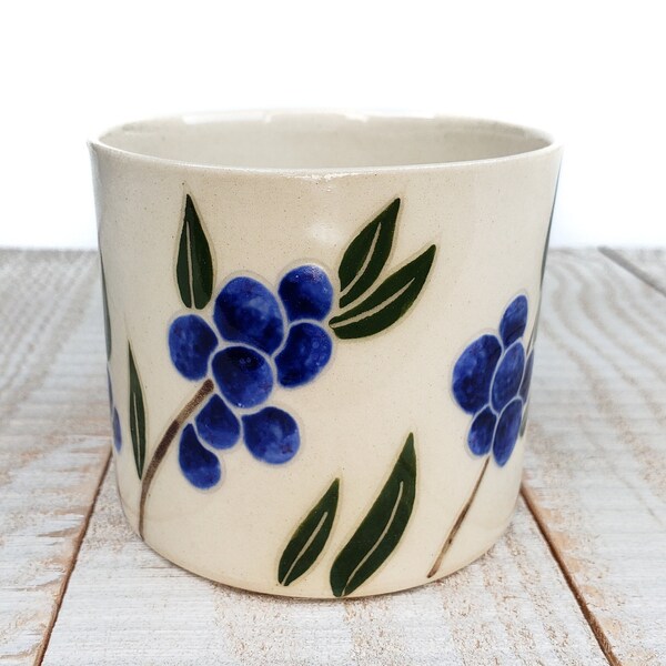 Blueberry Planter Succulent  Blue Decor Pattern Ceramic Pottery Handmade pottery Cactus