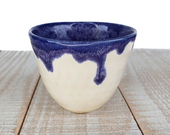 Indigo Purple Drip White Ceramic Succulent Planter Ceramic Pottery Handmade Cactus Desk Purple Blue