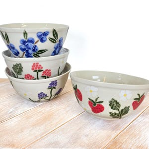 Berry Planter Red White Strawberry Decor Pattern Ceramic Pottery Handmade Succulent Planter Plant pot Strawberries