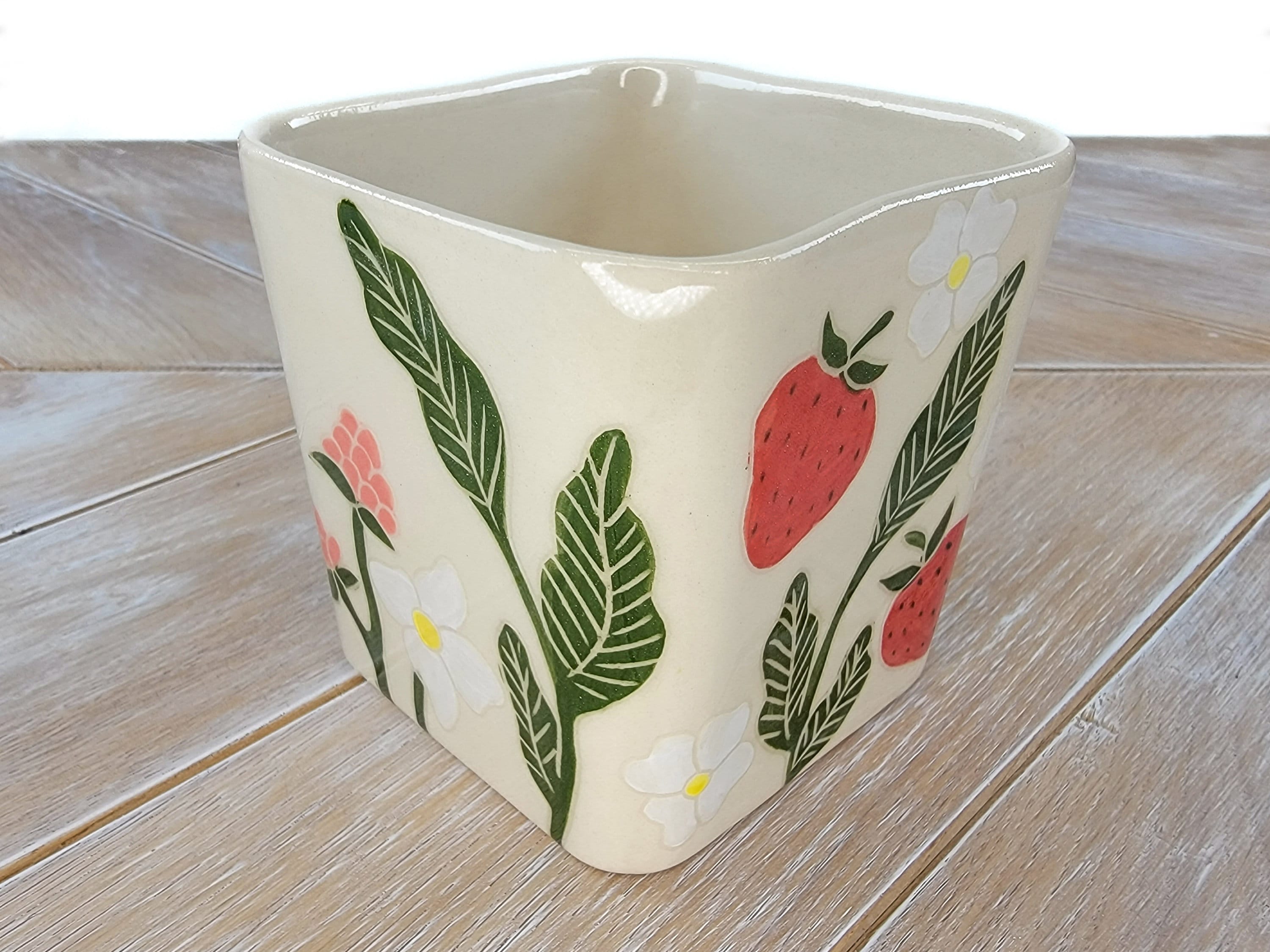 Ceramic Raspberry Strawberry Blackberry Raspberry Blueberry Planter Succulent Berry ...