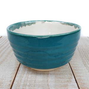 Teal White Succulent Planter Ceramic Handmade Pottery Dish Indoor Cactus Cacti Small Turquoise Blue