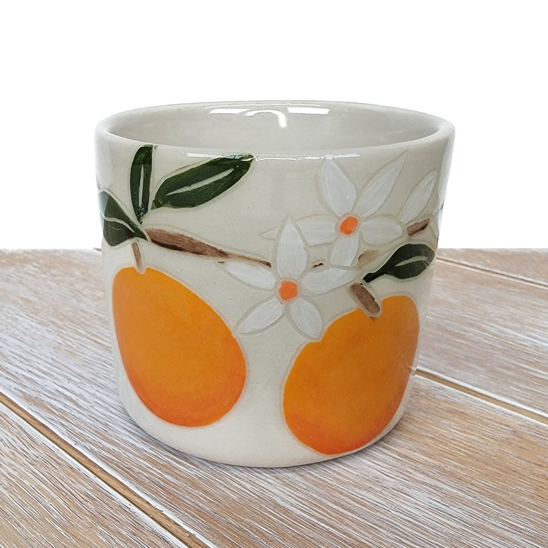 Orange Citrus Planter Succulent Fruit Decor Pattern Ceramic Pottery ...