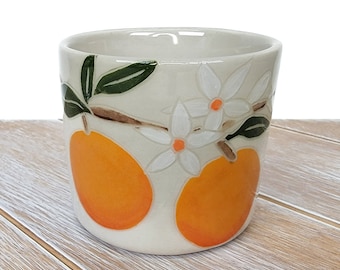Orange Citrus Planter Succulent Fruit Decor Pattern Ceramic Pottery Handmade pottery Country Kitchen
